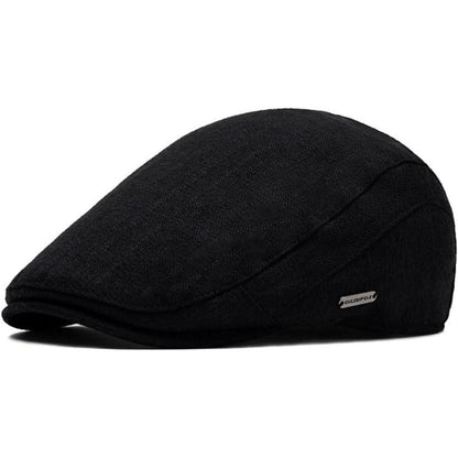 Herren Schiebermütze Winter - Flat Cap Schwarz, Größe M-L