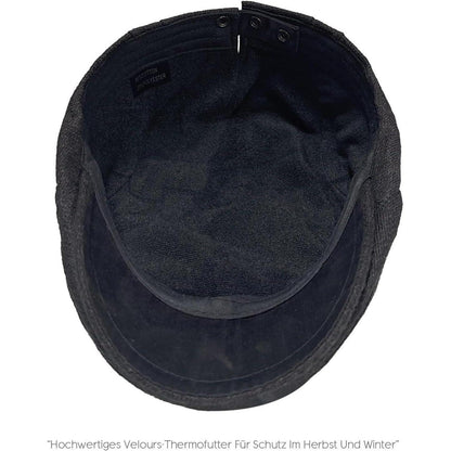 Herren Schiebermütze Winter - Flat Cap Schwarz, Größe M-L