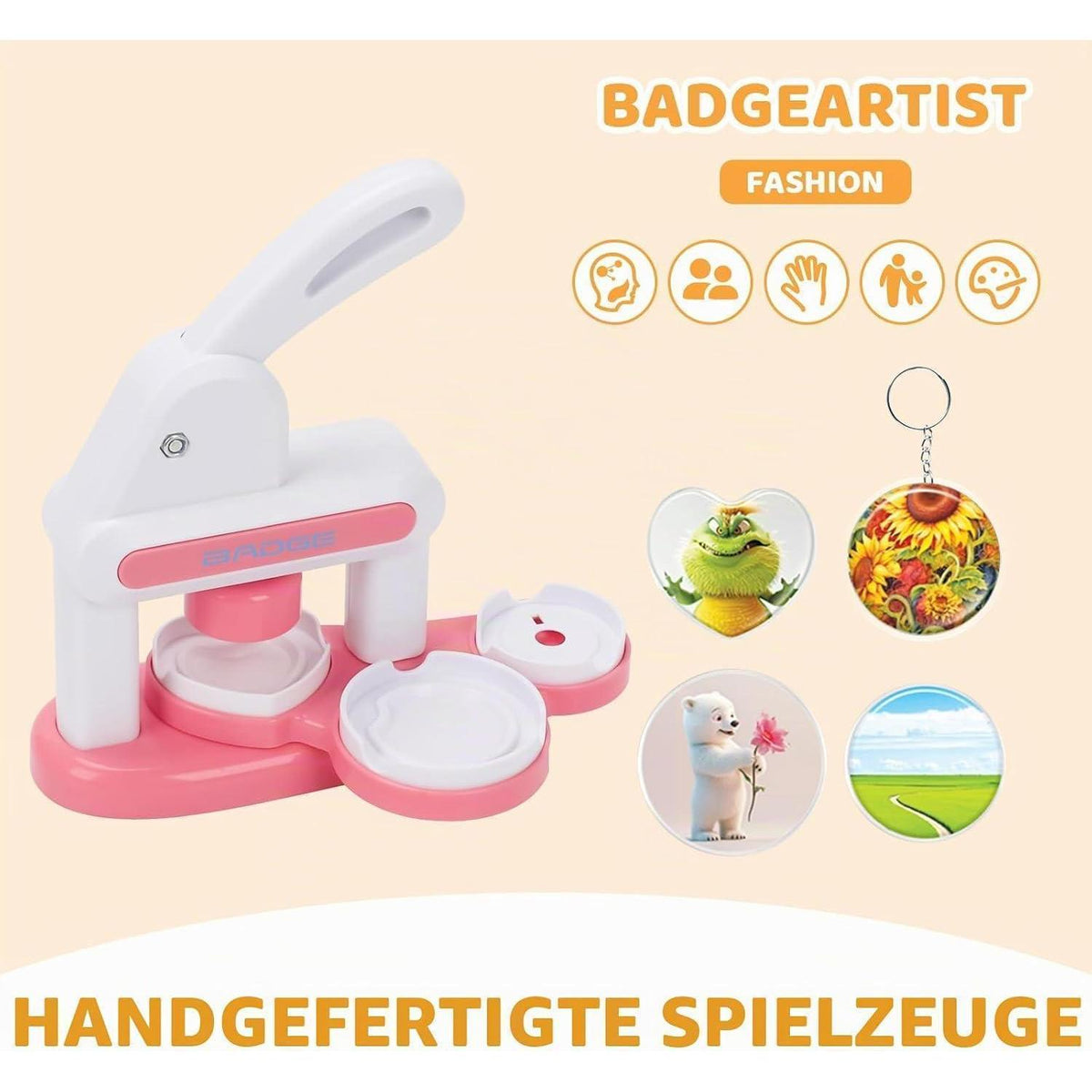 Buttonmaschine 35+55mm – DIY Bastelset für Kinder Rosa