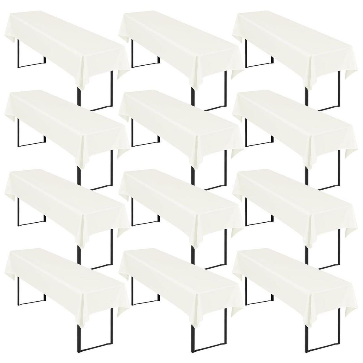 12x Elfenbein Biertisch Tischdecke 250x100cm – Waschbar & Blickdicht