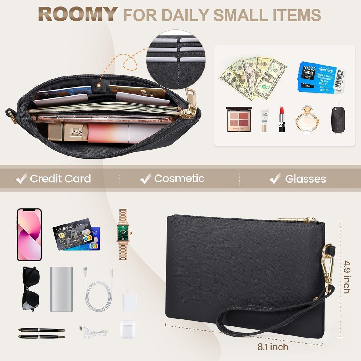 RAINSMORE Shopper Damen Laptoptasche 15.6 Zoll Wasserdicht Set Schwarz+Lila in Lederoptik