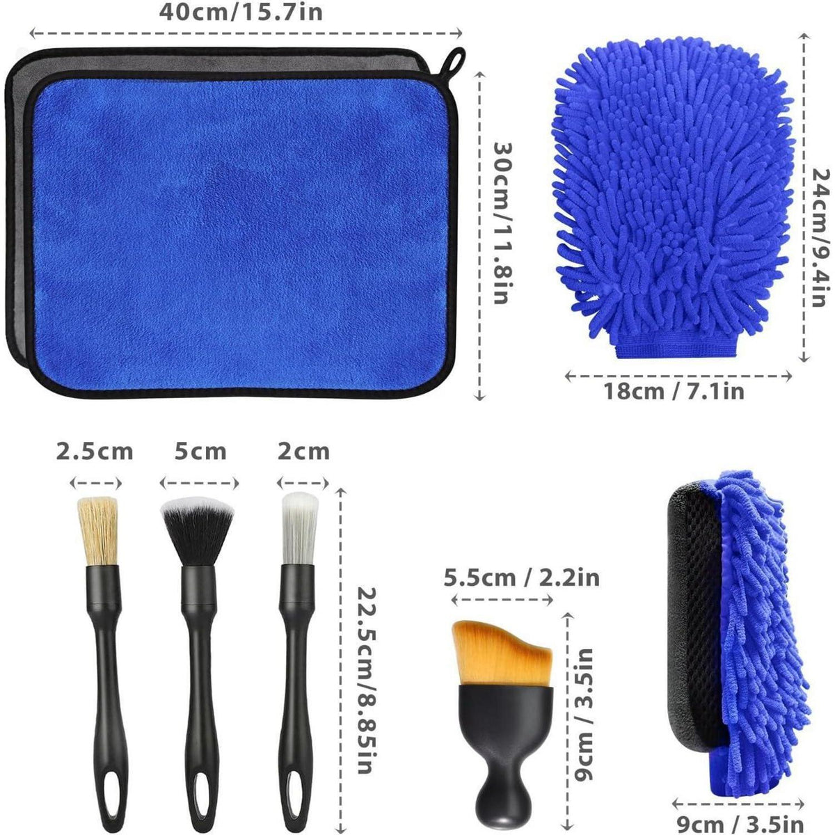 10-tlg. Autopflege Set – Mikrofasertücher & Detailbürsten