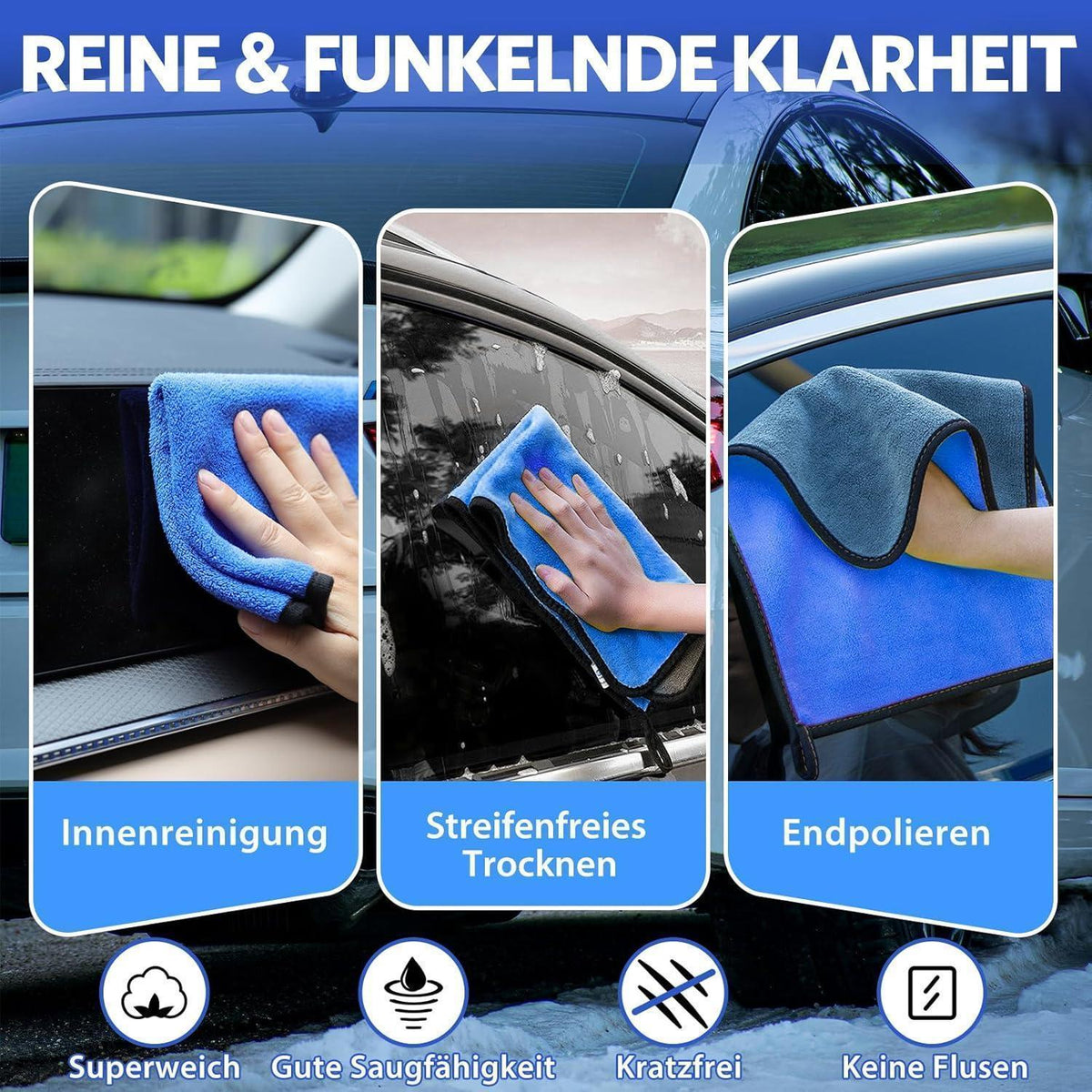 10-tlg. Autopflege Set – Mikrofasertücher & Detailbürsten
