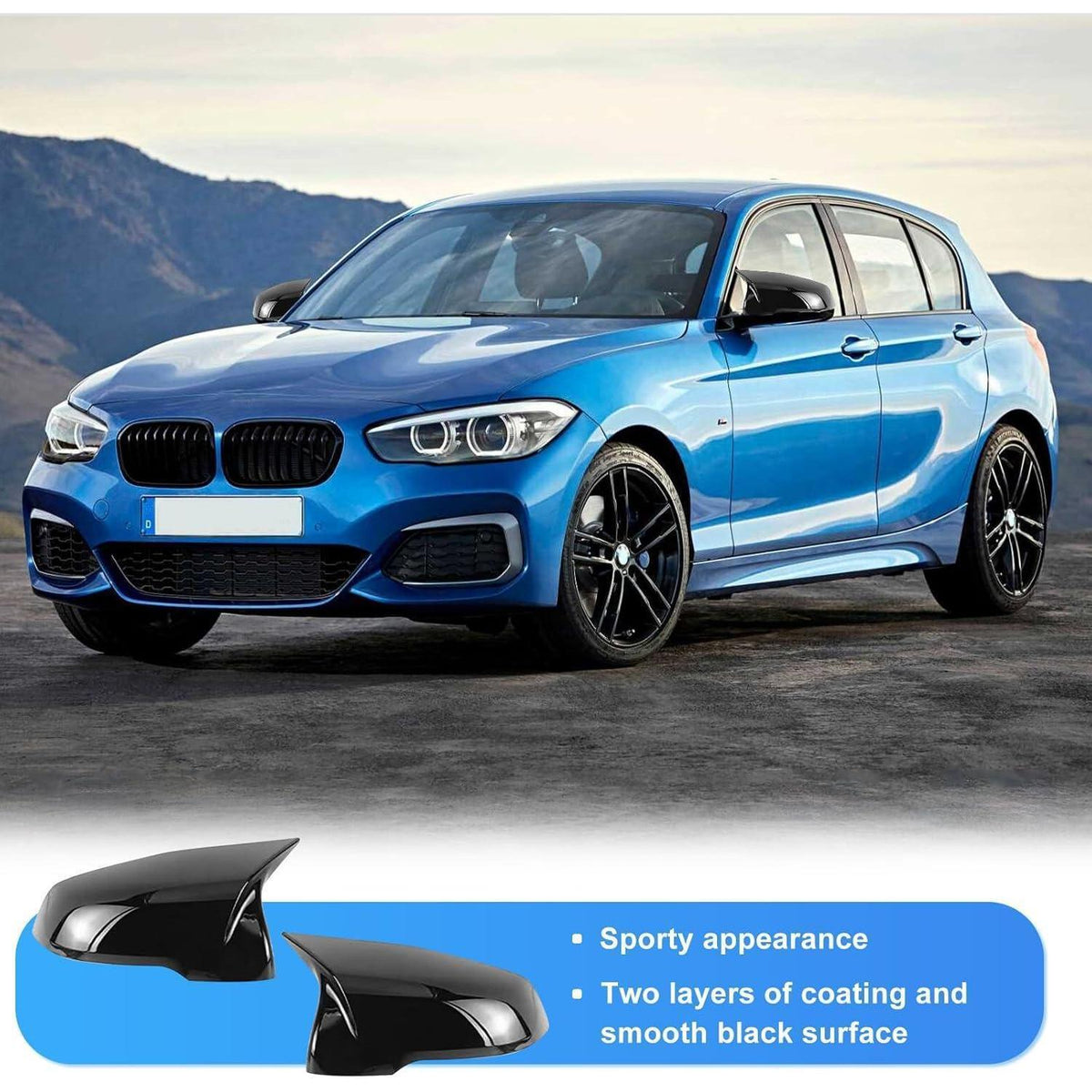 Spiegelkappenerset für BMW 1er/2er/X1/X2 Touring (2017-2024) Schwarz