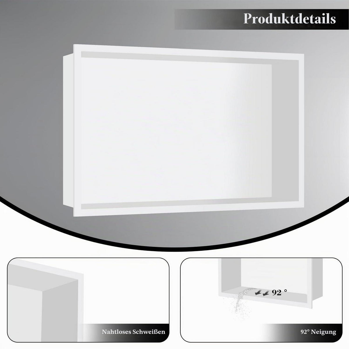 Edelstahl Wandnische Dusche 64x33x10cm Weiß – Platzsparende Aufbewahrung