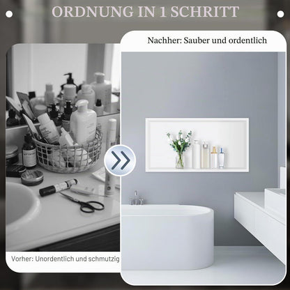 Edelstahl Wandnische Dusche 64x33x10cm Weiß – Platzsparende Aufbewahrung