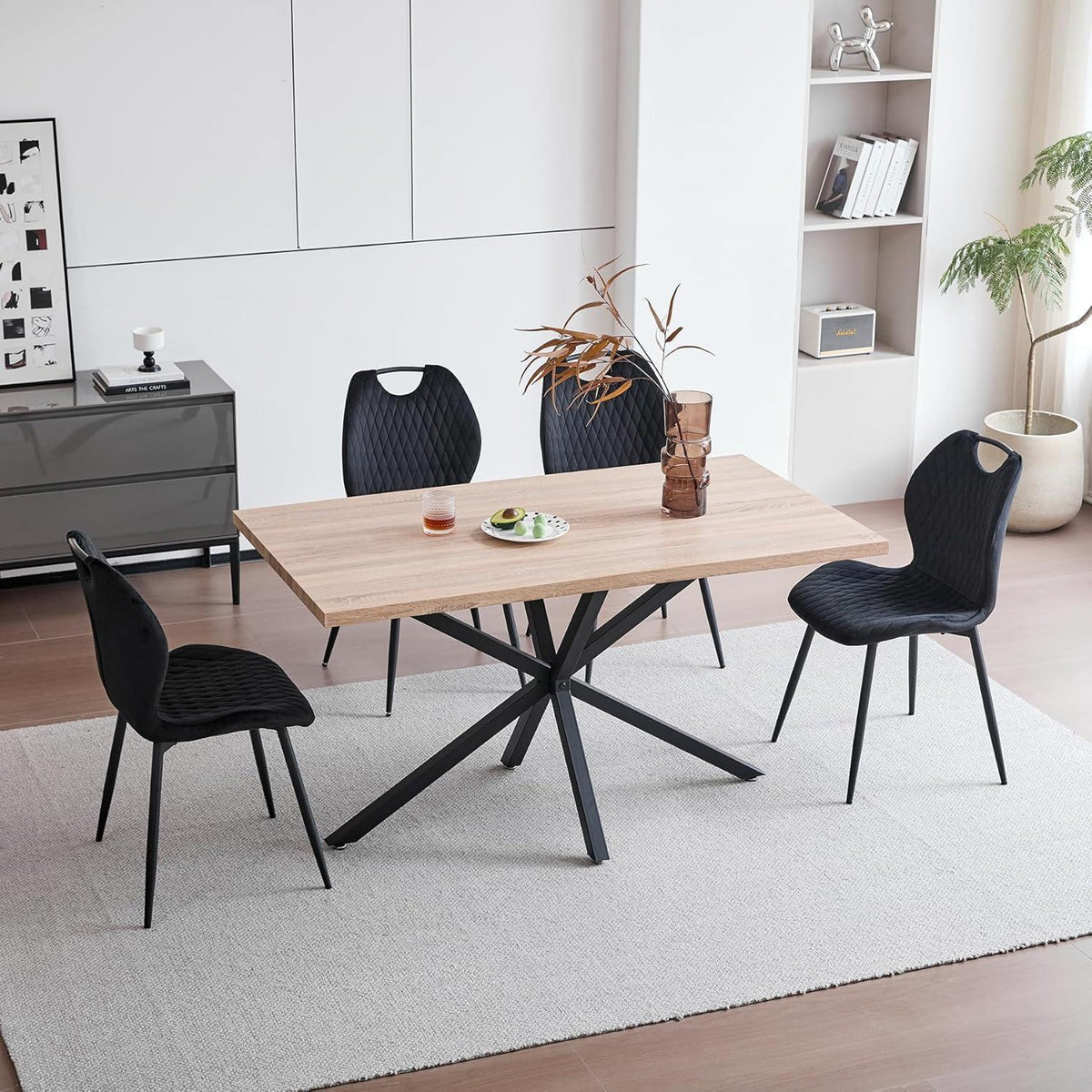 Esstisch Set 140x78cm mit 4 Esszimmerstühlen, Modern