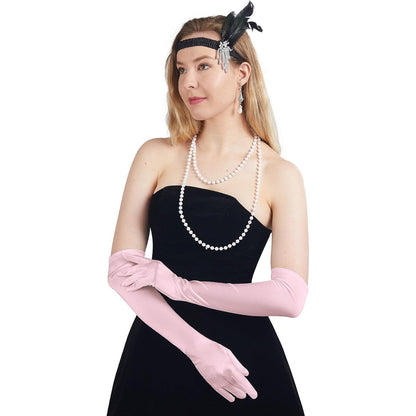 Lange Satin Handschuhe 20er Jahre Rosa – Oper, Hochzeit, Halloween
