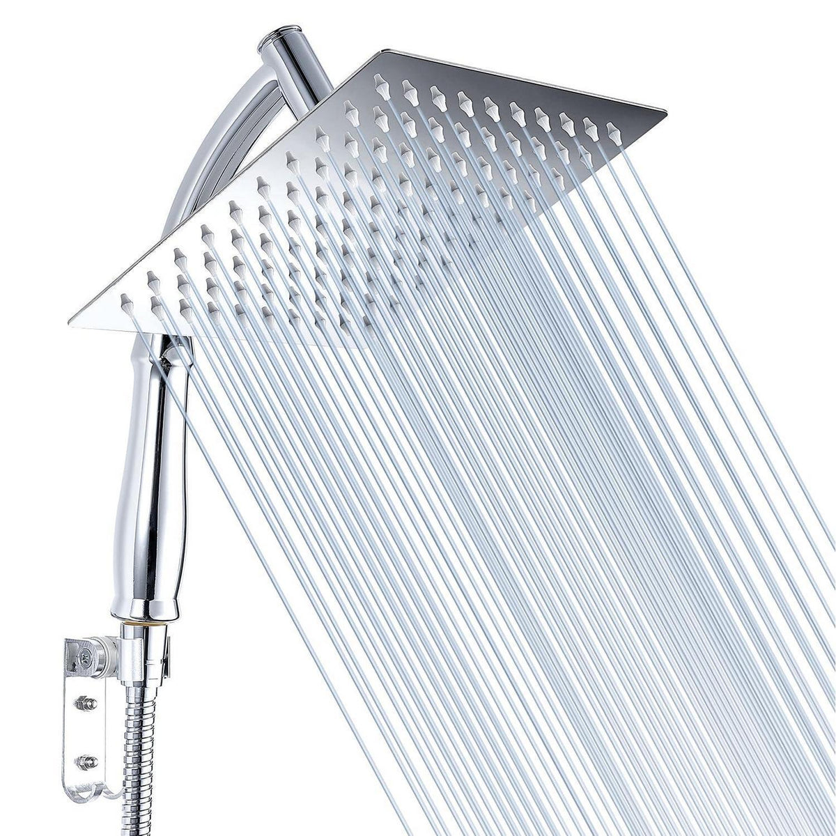 Quadratischer Regenduschkopf mit Handbrause – Chrom Edelstahl