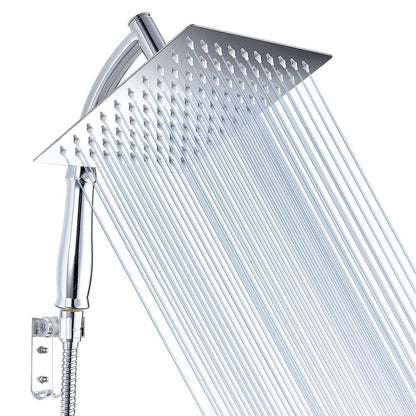 Quadratischer Regenduschkopf mit Handbrause – Chrom Edelstahl