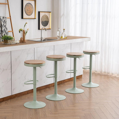 YOUNIKE Barhocker 2er Set, Höhenverstellbar & Schwenkbar, Vintage Grün