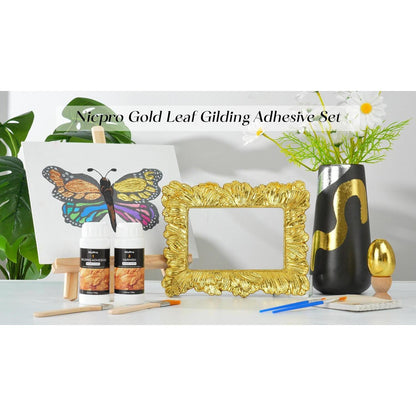 Blattgold Set mit Kleber, Lack & Pinseln – 100 Blatt