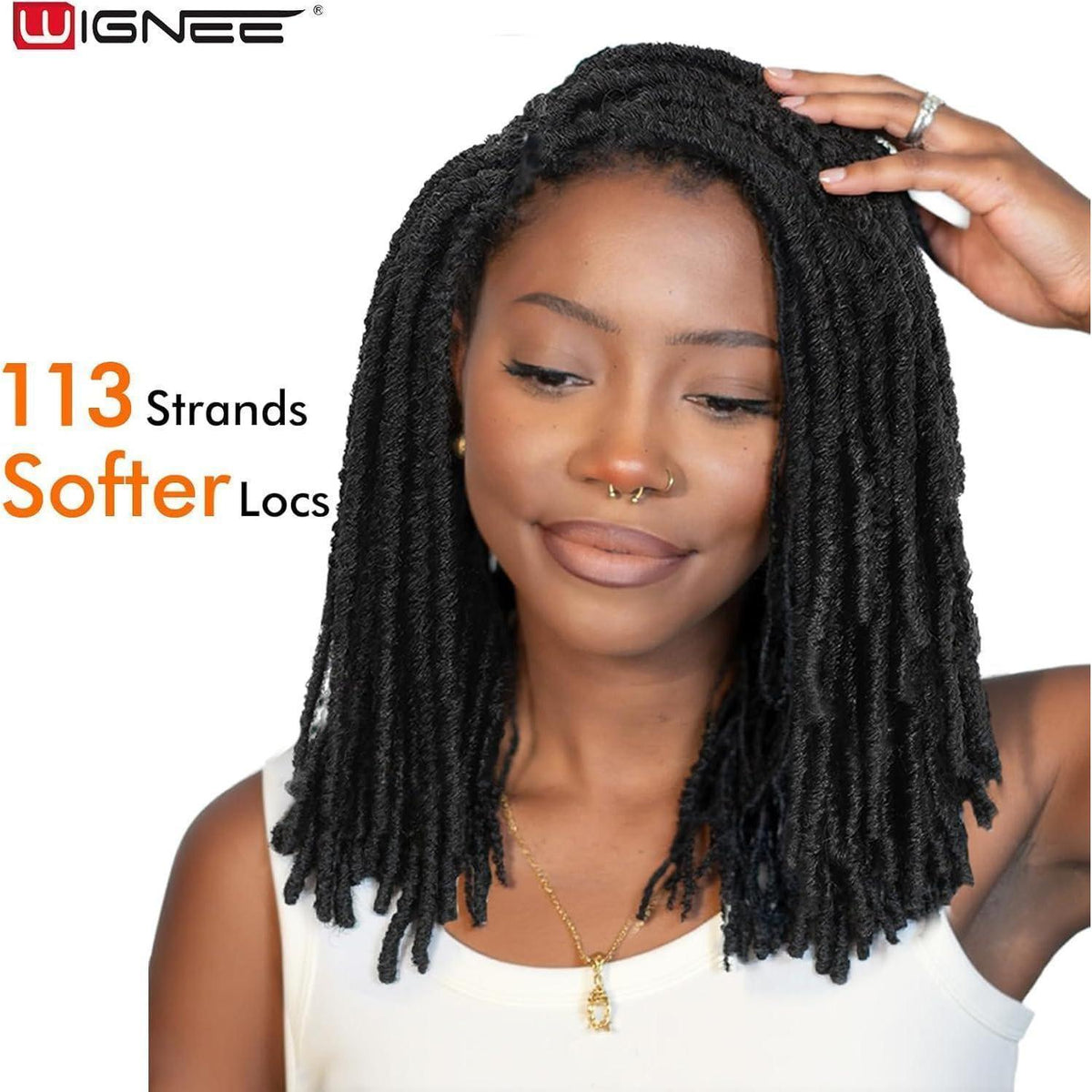 Kurze Dreadlock Perücke Natural Black - 35cm Geflochtene Faux Locs