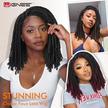 Kurze Dreadlock Perücke Natural Black - 35cm Geflochtene Faux Locs