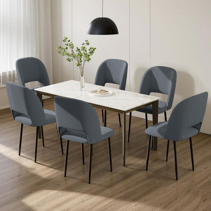 Esszimmerstühle Set 4 Grau, gepolsterte Sitzfläche & Metallbeine