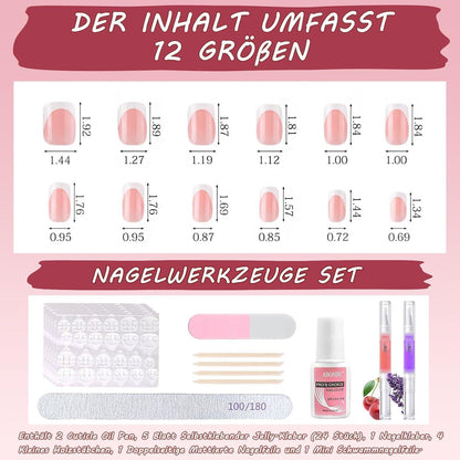 360 French Press on Nails – Kurze, Quadratische Fake Nägel mit Nagelöl