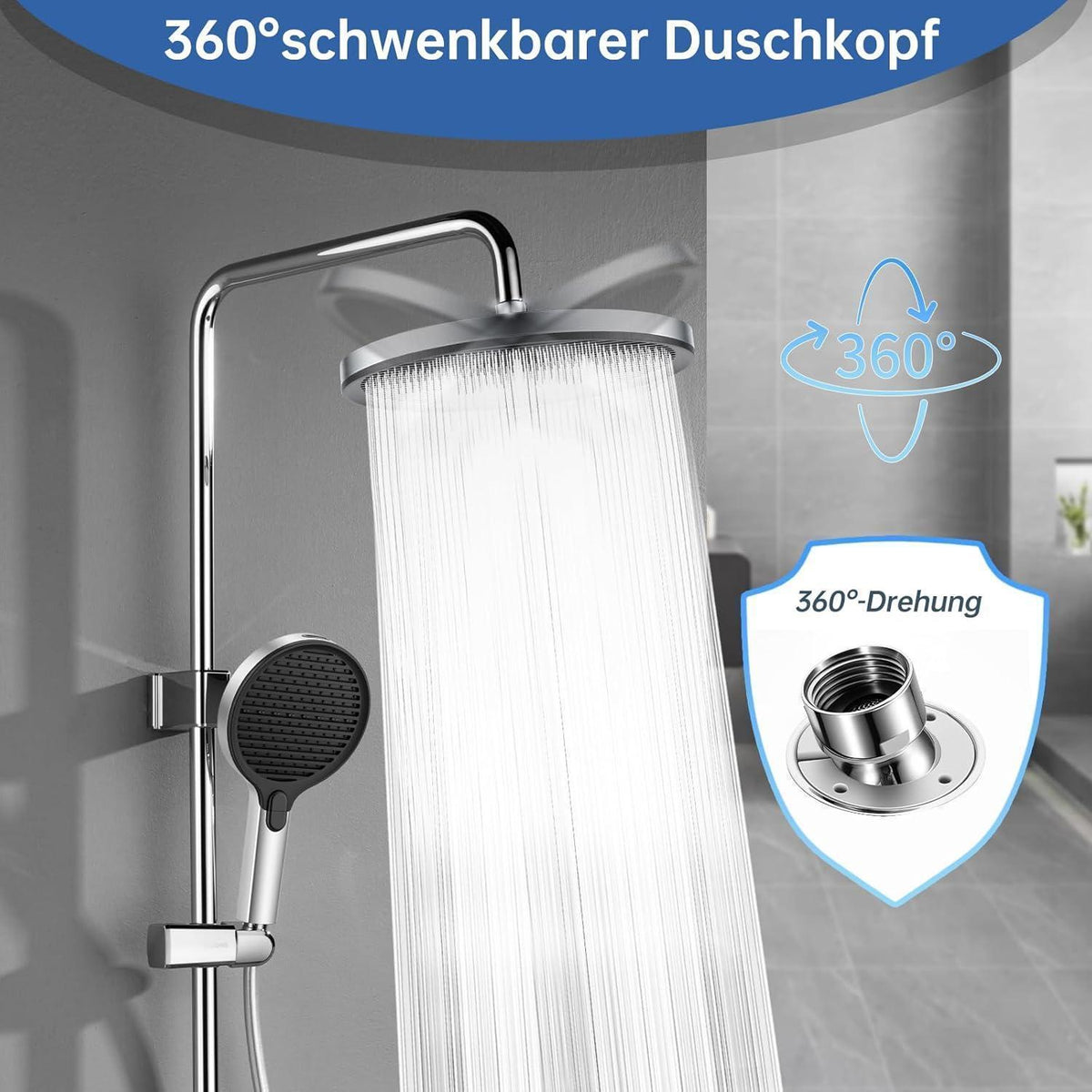 11 Zoll Regendusche Selbstreinigend Chrom Schwarz
