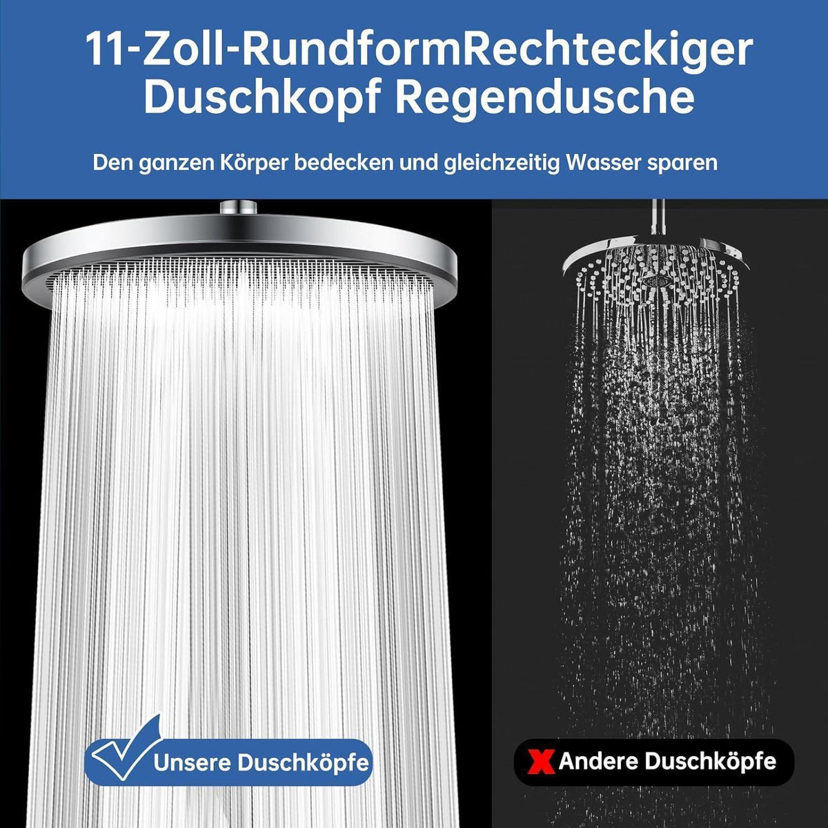 11 Zoll Regendusche Selbstreinigend Chrom Schwarz