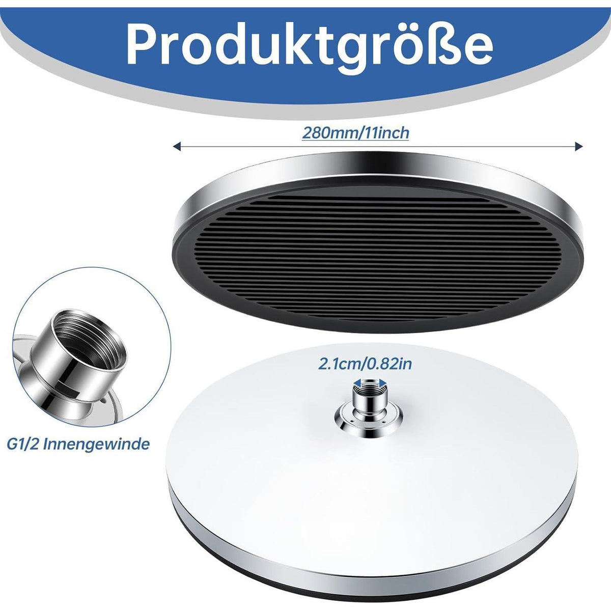 11 Zoll Regendusche Selbstreinigend Chrom Schwarz