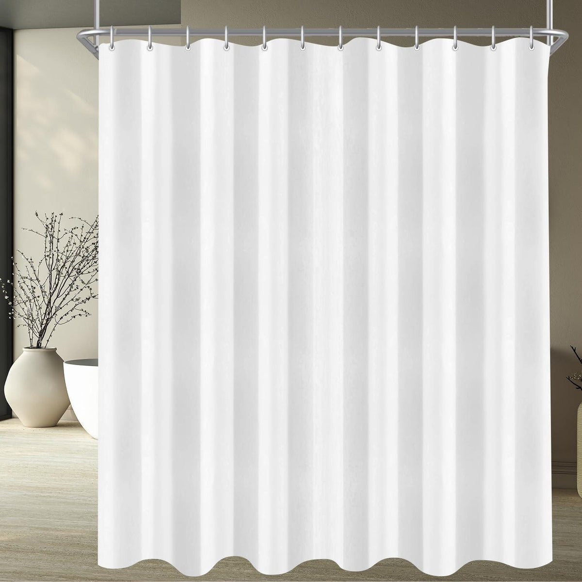 Duschvorhang 240x160 cm Reinweiß, Beschwerter Saum, Wasserabweisend