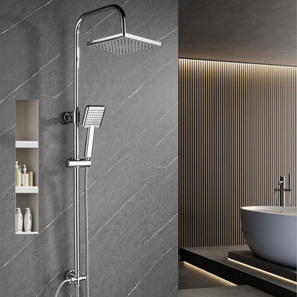 Regendusche Set Chrome Eckig 21x21cm Höhenverstellbar