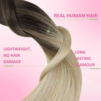 Echthaar Tape Extensions Balayage Braun Blond 45cm
