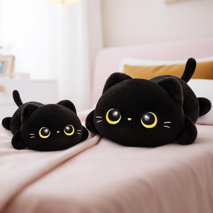 Kawaii Schwarzes Katzenplüschkissen 51cm - Kuscheliges Plüschtier Geschenk