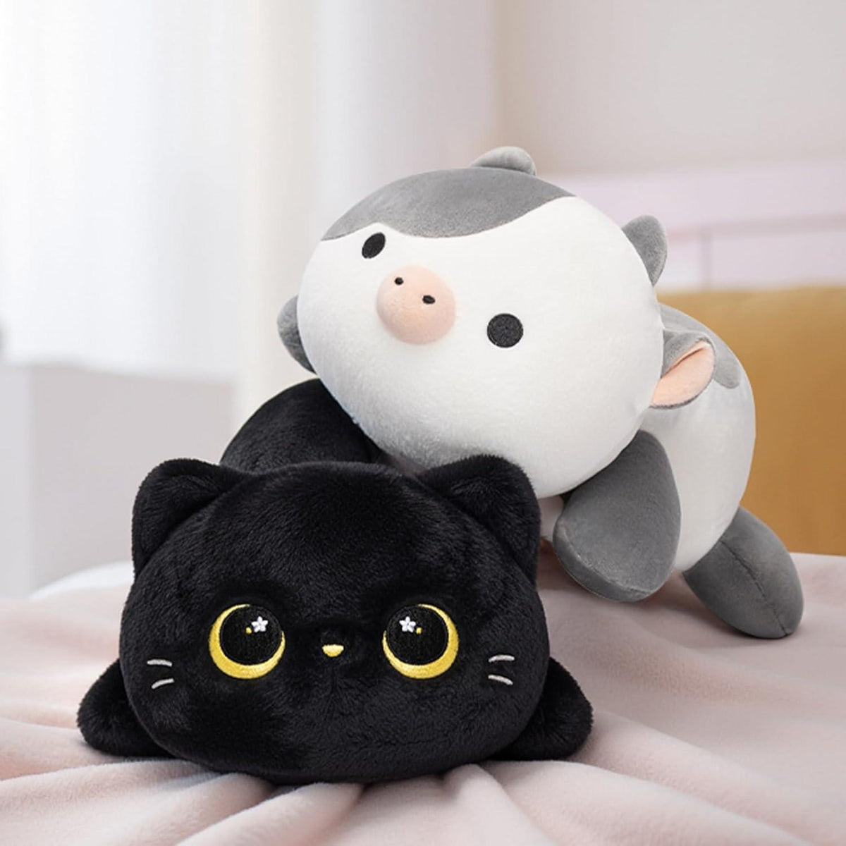 Kawaii Schwarzes Katzenplüschkissen 51cm - Kuscheliges Plüschtier Geschenk