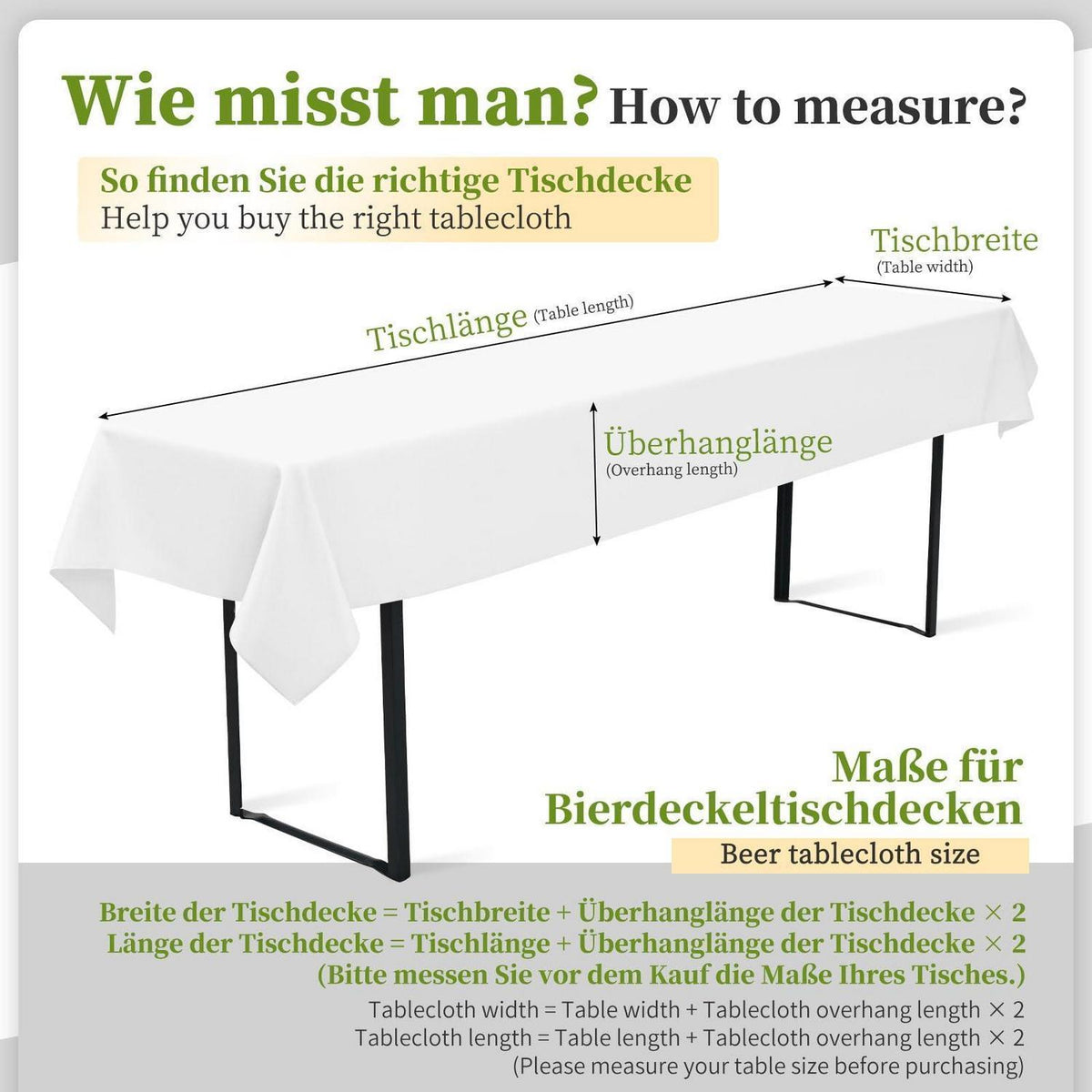 10x Tischdecke für Biertisch – Weiß, 100x250 cm