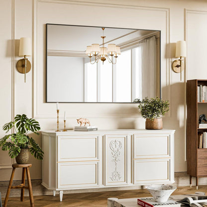 Rechteckiger Wandspiegel 120x75cm mit schwarzem Aluminiumrahmen
