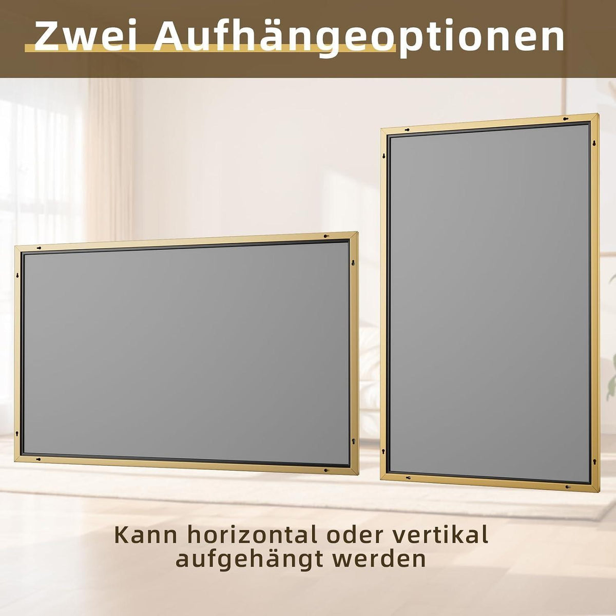 Rechteckiger Wandspiegel 120x75cm mit Goldrahmen