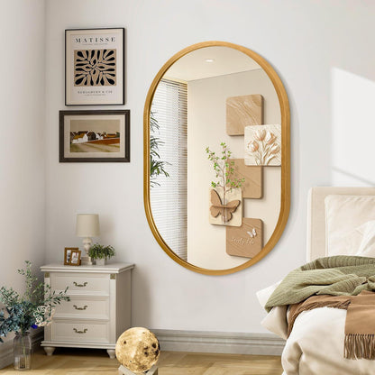 Ovaler Wandspiegel 70x50cm - Goldener Metallrahmen, Modern