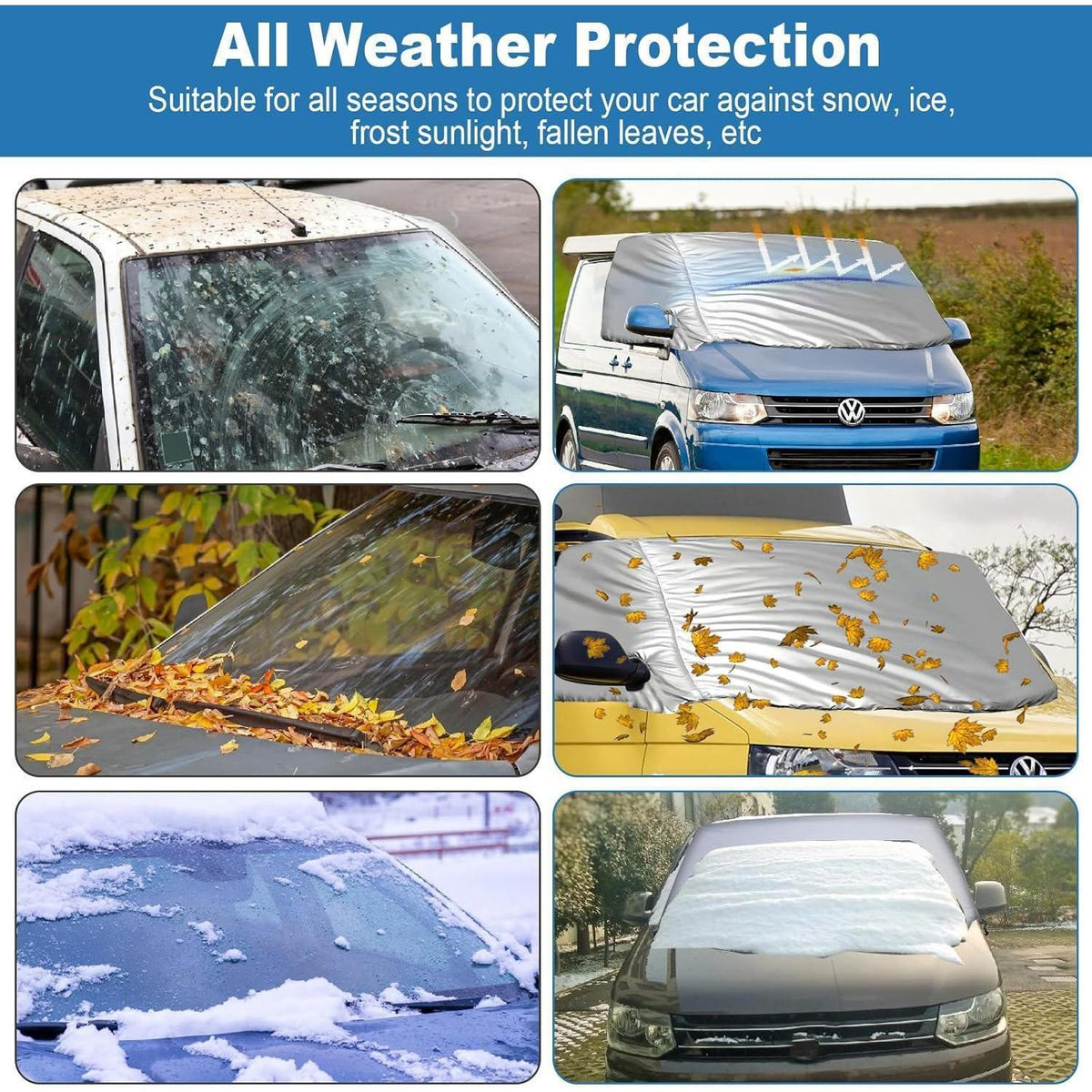 Thermo Frontscheibenabdeckung VW T6 2016-2022 – Frost, Schnee & UV Schutz