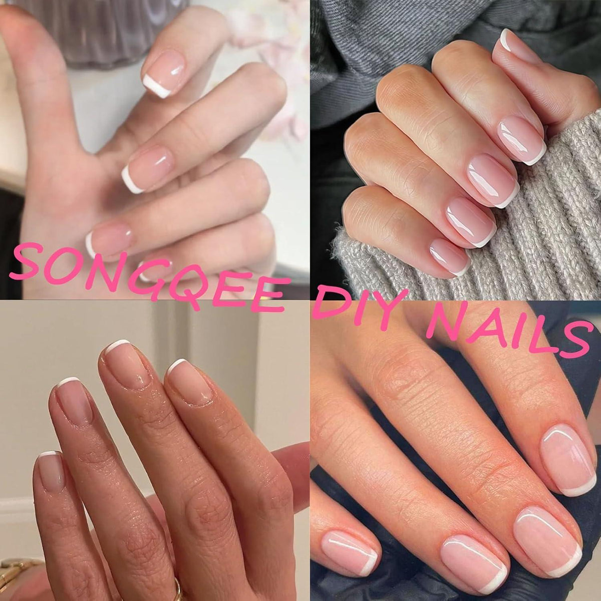 240 Falsche Nägel French Square Set mit Nagelöl