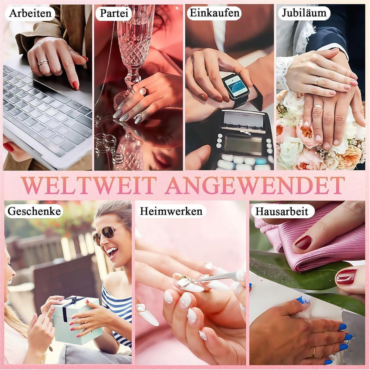 240 Falsche Nägel French Square Set mit Nagelöl