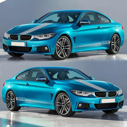 5x Racing Streifen Auto Aufkleber Set – Hellgrau