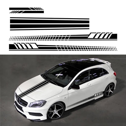 5x Racing Streifen Auto Aufkleber Set Schwarz