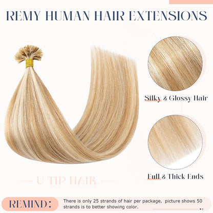 Echthaar Extensions Bondings 40cm #12P613 Goldbraun & Blond