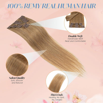 Dunkelblond Clip-in Haarverlängerung 24 Zoll Remy Echthaar