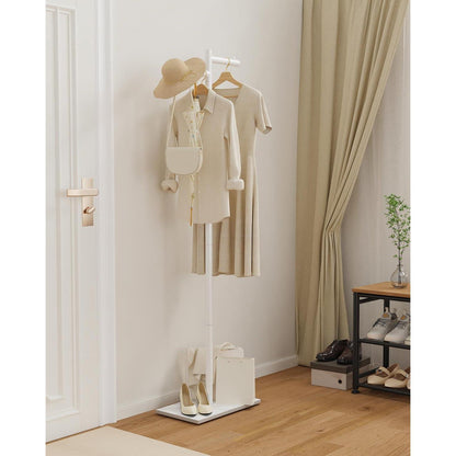 Freistehender Kleiderständer weiß – 175cm Garderobe mit Schuhablage