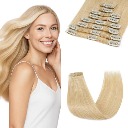 Echthaar Clip-in Extensions Blond 40cm - 8 Wefts