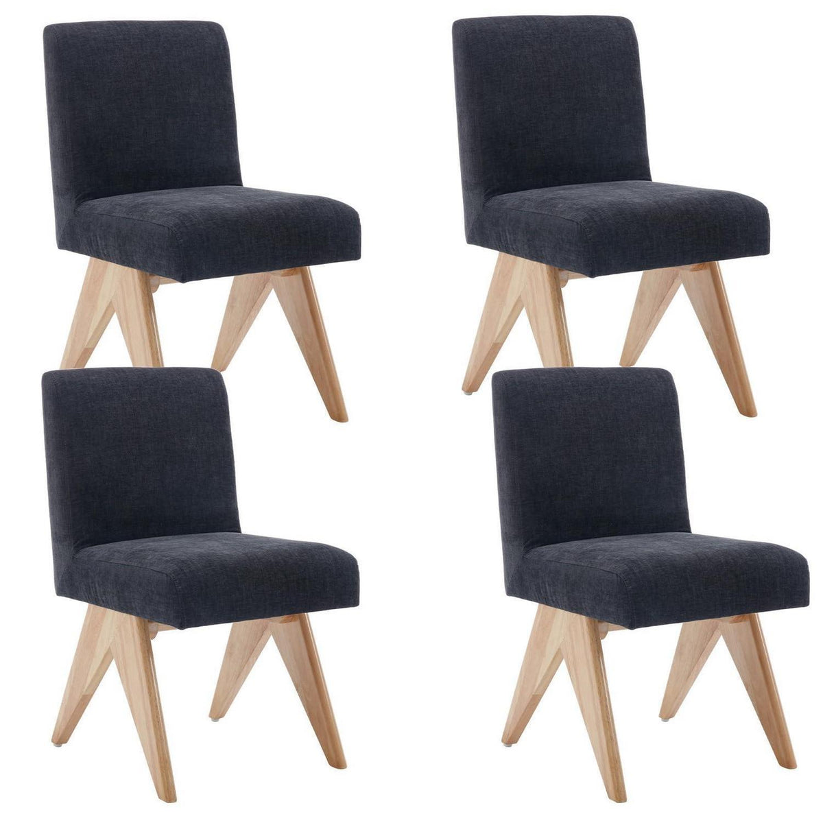 Esszimmerstühle Set 4er – Chenille Polsterstühle Holzbeine