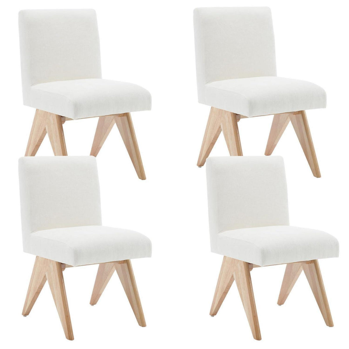 Esszimmerstühle Set 4er – Chenille Akzentstühle mit Holzbeinen