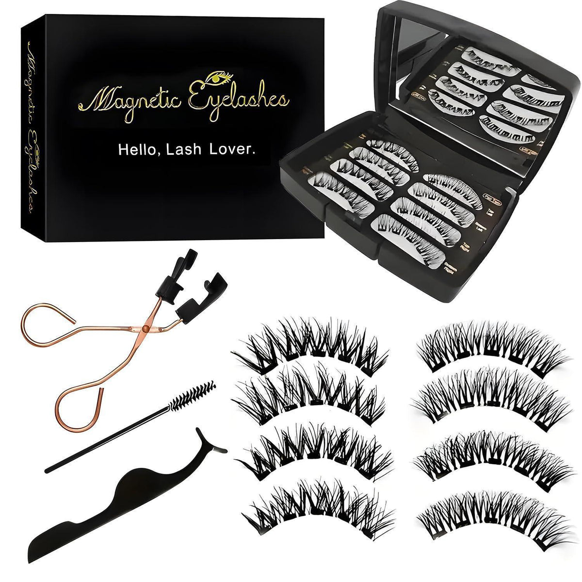 Magnetische Wimpern Set mit Zange & Applikator – 4 Stile