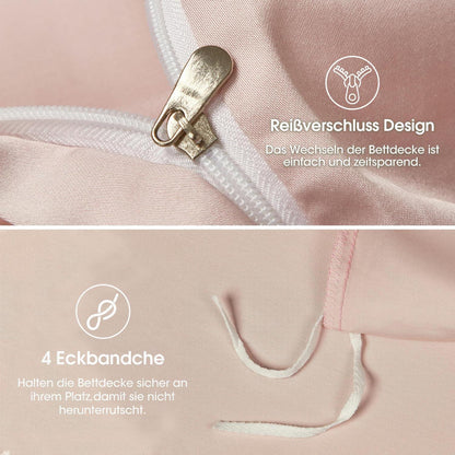 Bettwäsche-Set Rosa 135x200 cm | Bambus & Polyester | 4-teilig