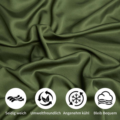 Kühlende Bambus Bettwäsche Set Dunkelgrün 135x200 cm 4tlg.