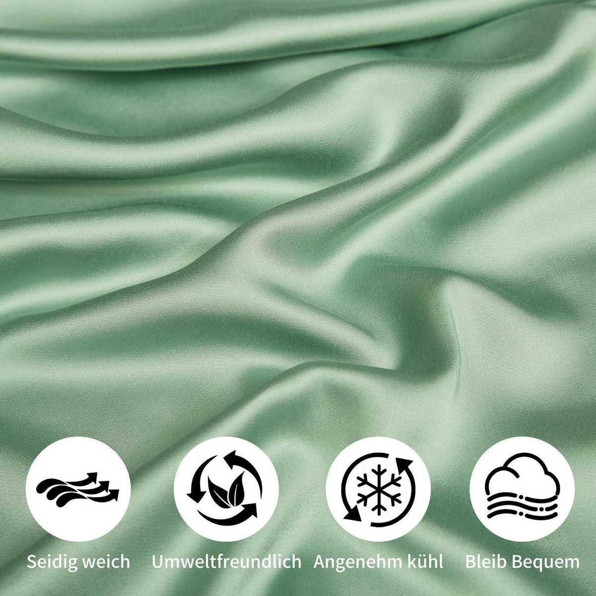 Bettwäsche-Set 4tlg. Grün Bambus-Polyester, 135x200 cm
