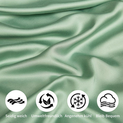 Bettwäsche-Set 4tlg. Grün Bambus-Polyester, 135x200 cm