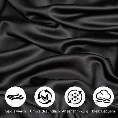 Kühlende Bambus Bettwäsche Set 135x200 cm – 4tlg. Schwarz