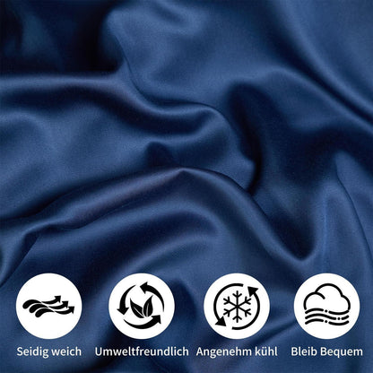 Kühlende Bambus Bettwäsche Set Dunkelblau 220x240 cm + 2x 80x80 cm